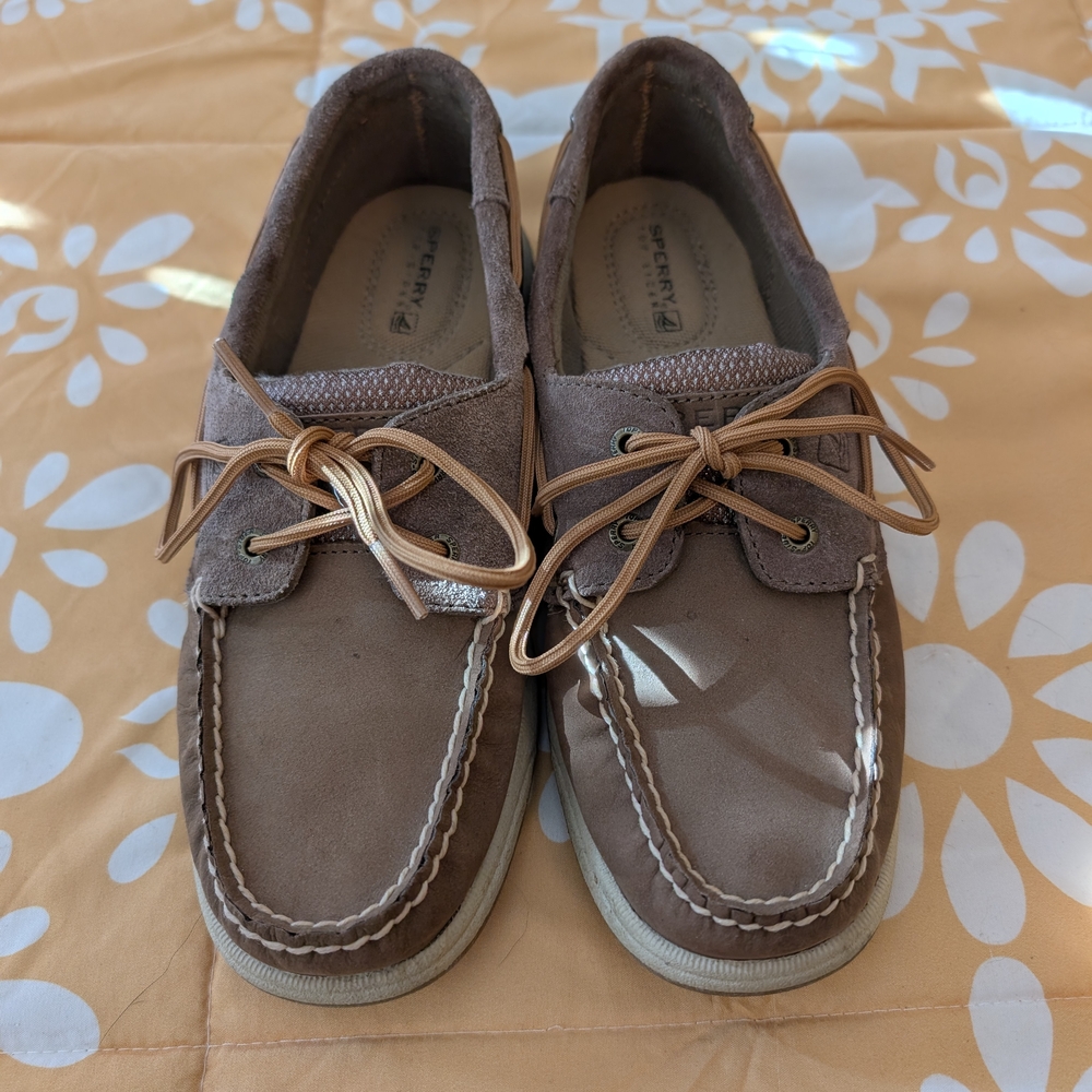Sperry Boat Shoes with Tan Laces